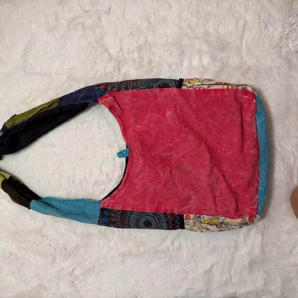 Rising International Mushroom Patchwork Razor-Cut Cotton Hobo Bag